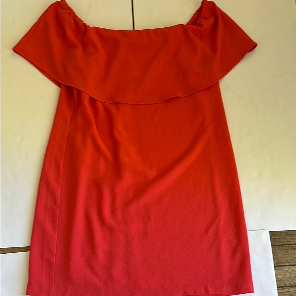 Charles Henry Red Off-Shoulder Cap Sleeve Mini Dress